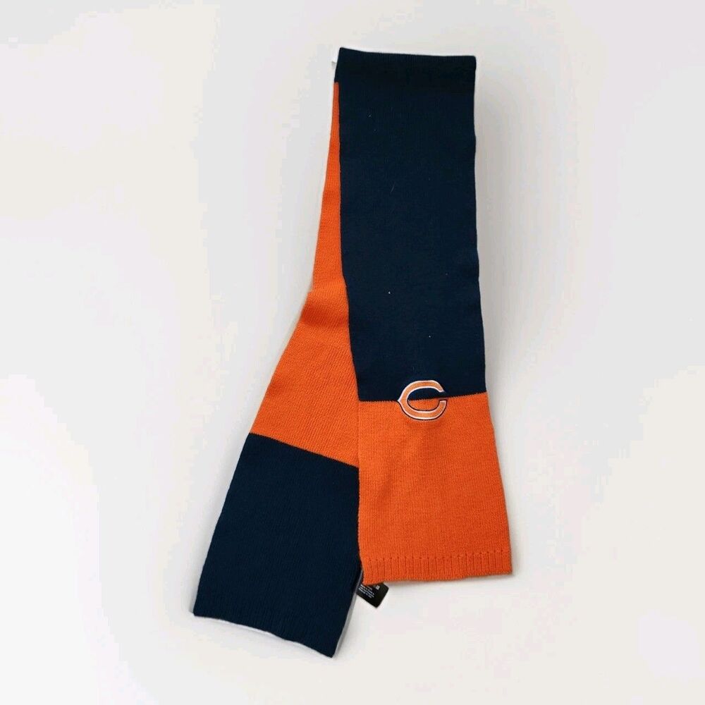 Little Earth Chicago Bears Knit Colorblock Scarf Orange Blue Logo Adult Unisex